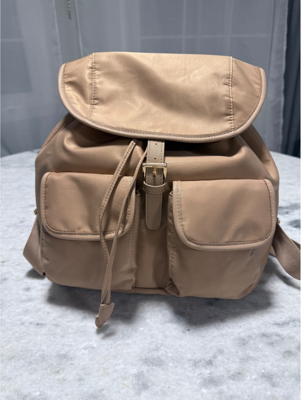 Year of Ours Beige Nylon Backpack with Front Pockets